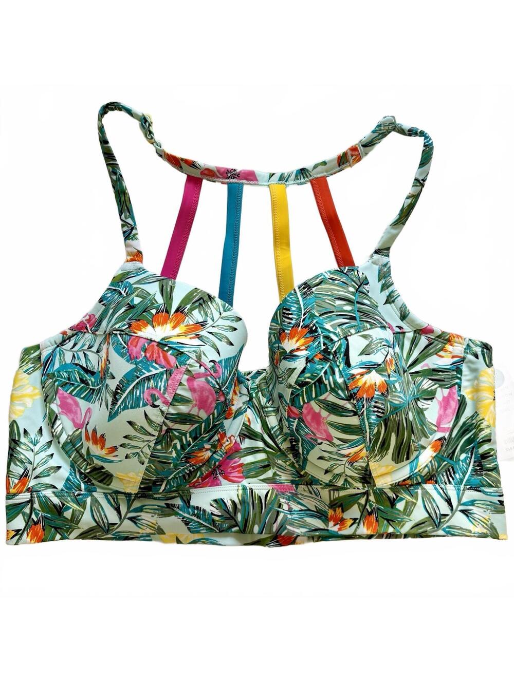 Lane Bryant Cacique Swim Top Tropical Underwire 42 DDD NWT